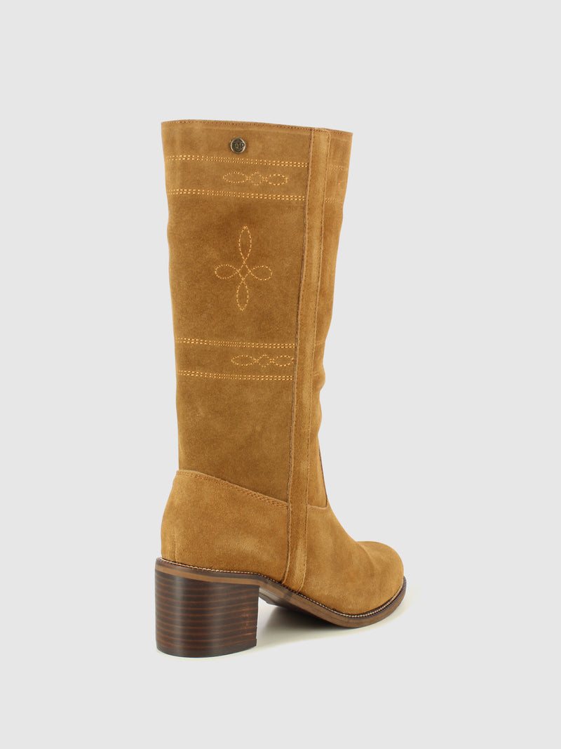 Top3 Camel Round Toe Boots