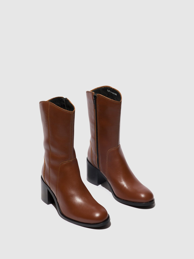 Fly London Zip Up Ankle Boots ASTA914FLY COGNAC