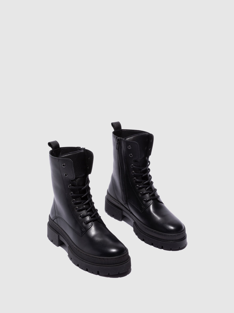 Foreva Black Lace-up Ankle Boots