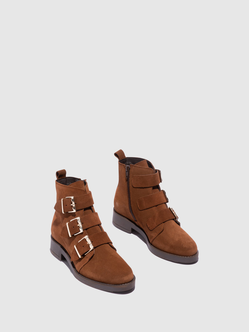 Foreva Camel Buckle Ankle Boots