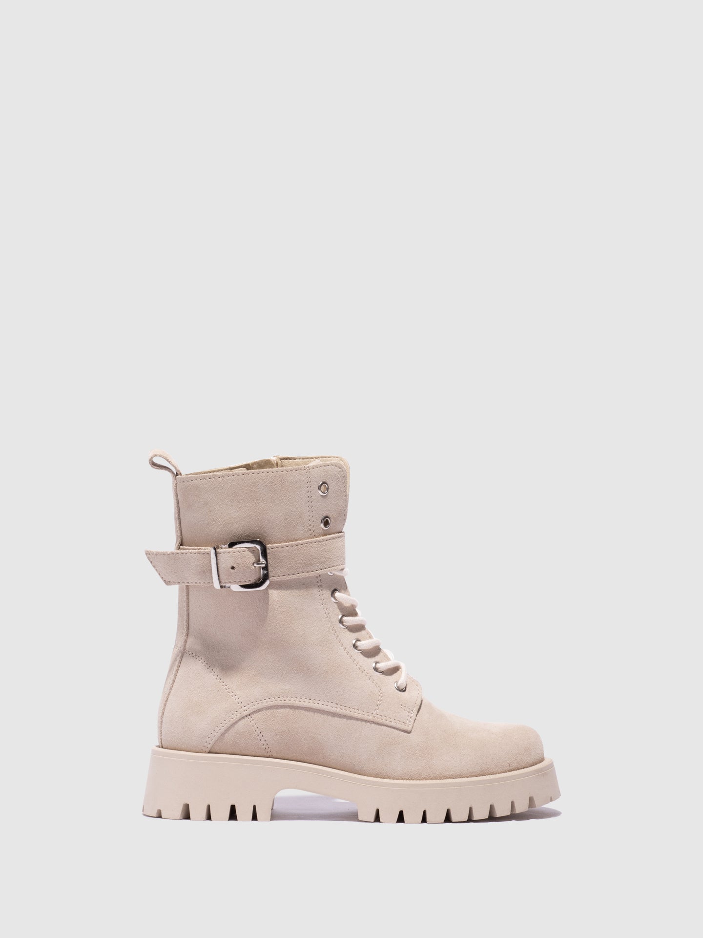 Foreva Beige Lace-up Ankle Boots