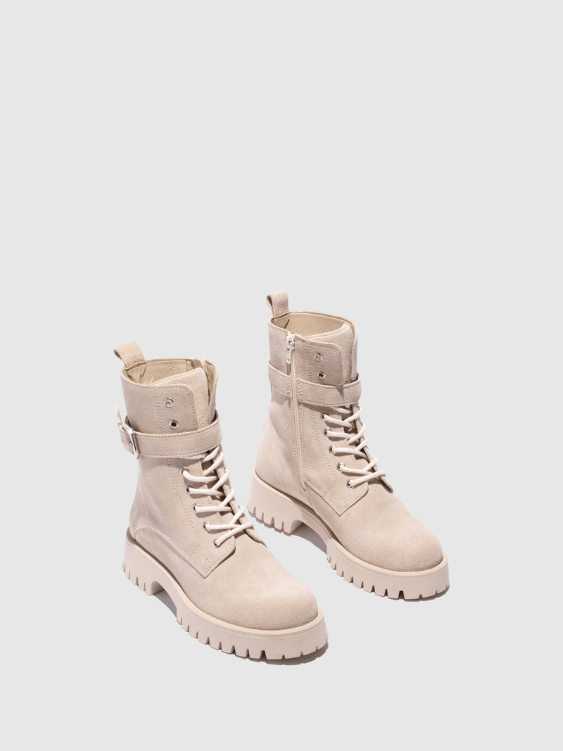Foreva Beige Lace-up Ankle Boots