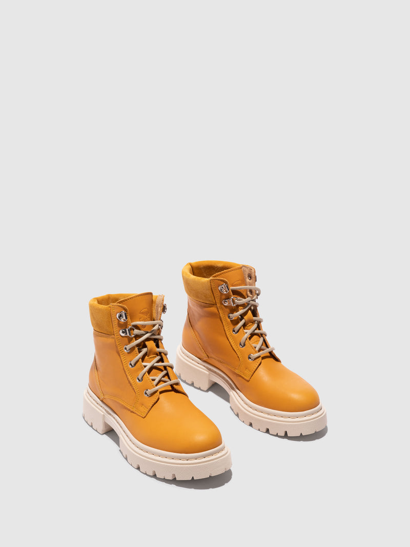 Fungi Yellow Lace-up Ankle Boots