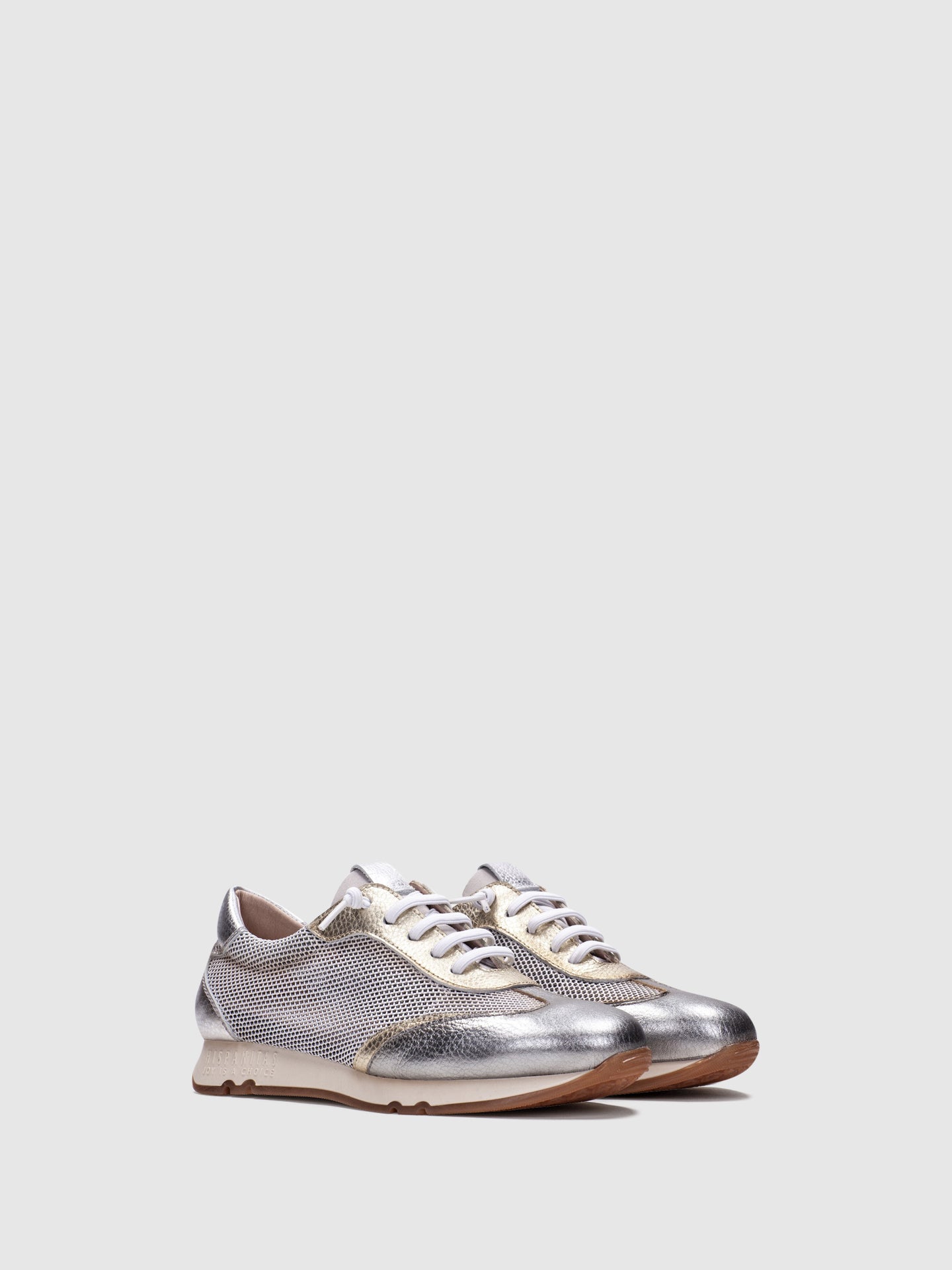 Hispanitas Silver White Lace-up Trainers