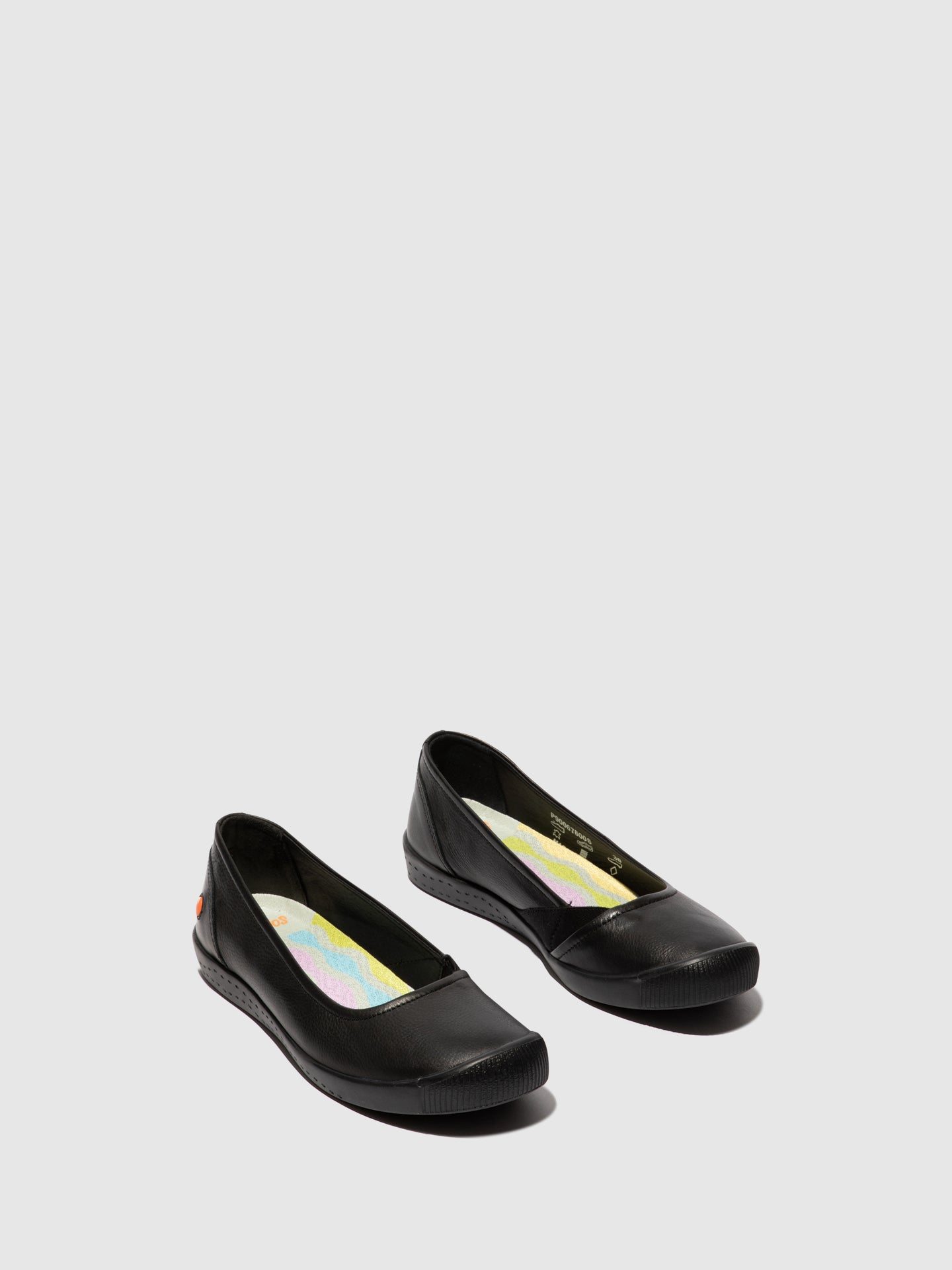 Softinos Black Elasticated Ballerinas