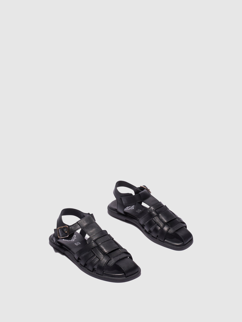 Top3 Black Ankle Strap Sandals
