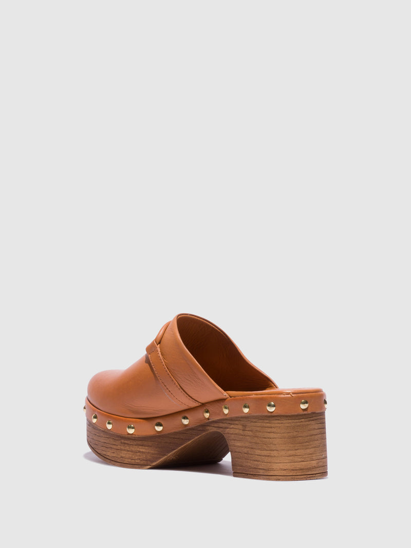 Top3 Brown Round Toe Clogs