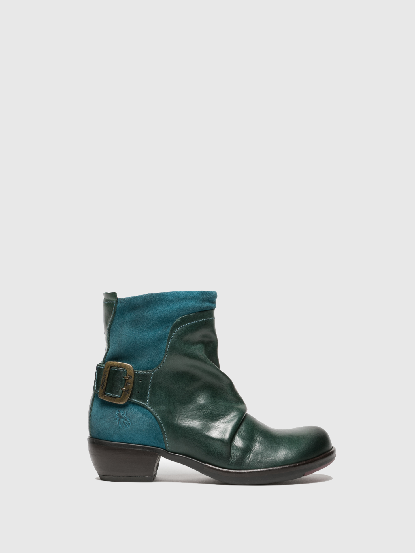 Fly London DarkCyan Buckle Ankle Boots Overcube