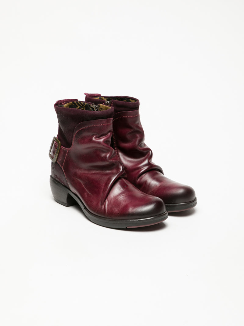 Fly London Purple Buckle Ankle Boots