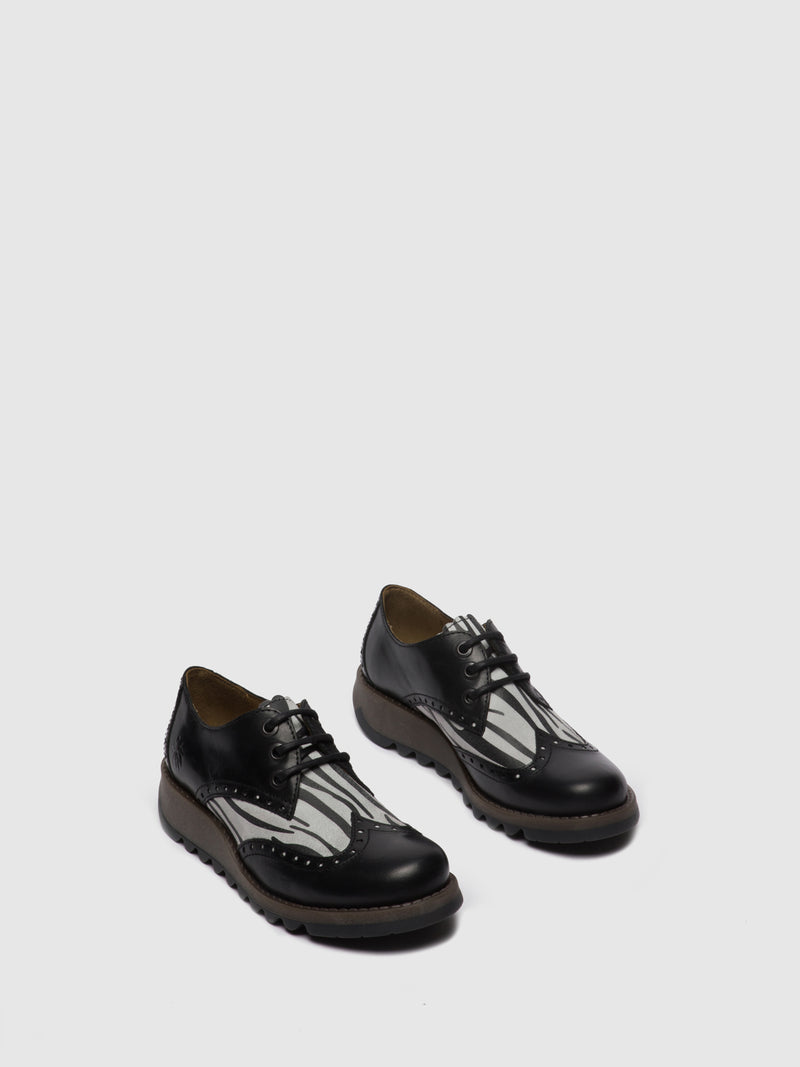 Fly London Oxford Shoes SUME524FLY RUG/ZEBRA BLACK/OFFWHITE