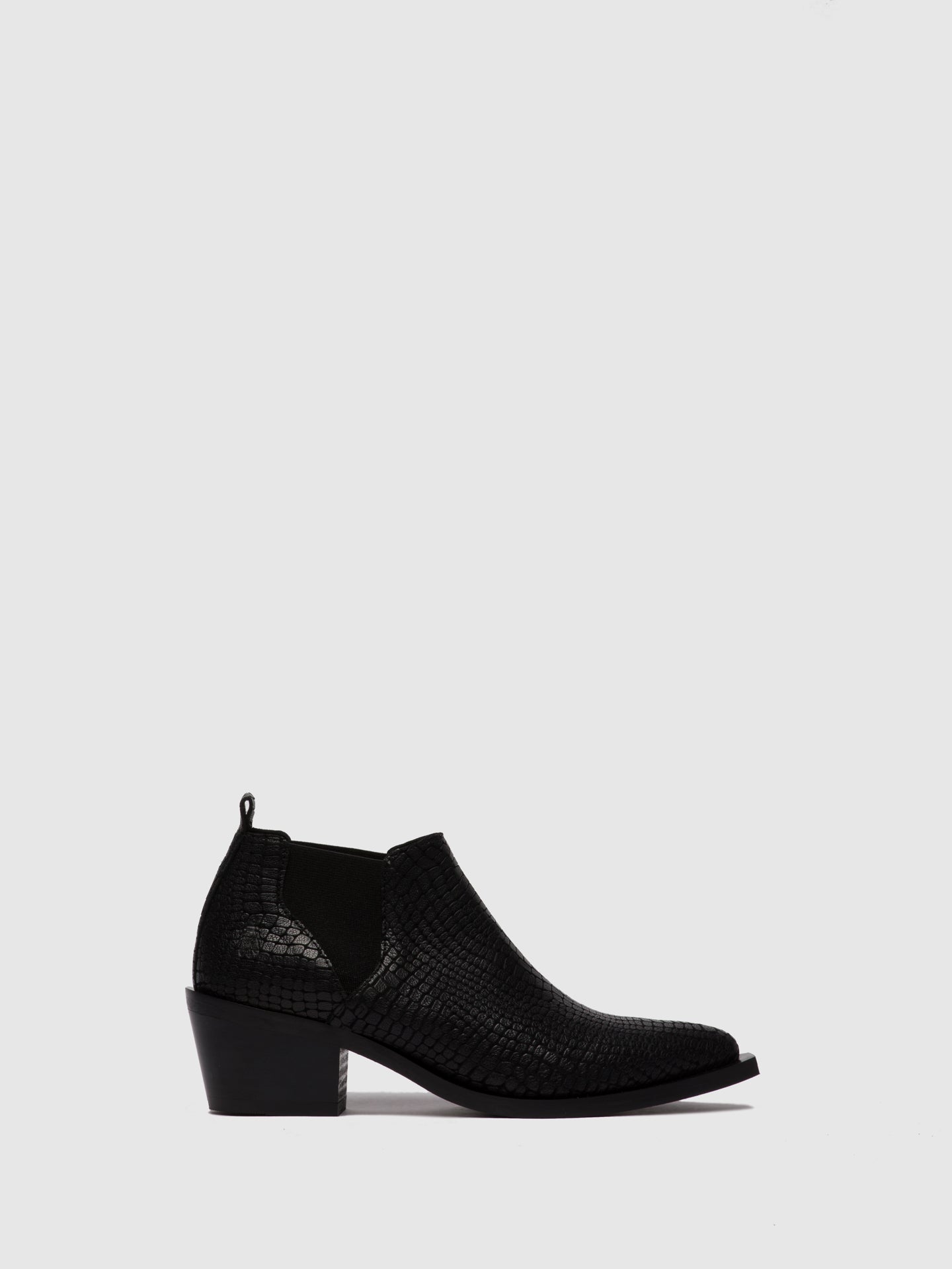 Fly London Chelsea Ankle Boots IGAN574FLY CROCO BLACK