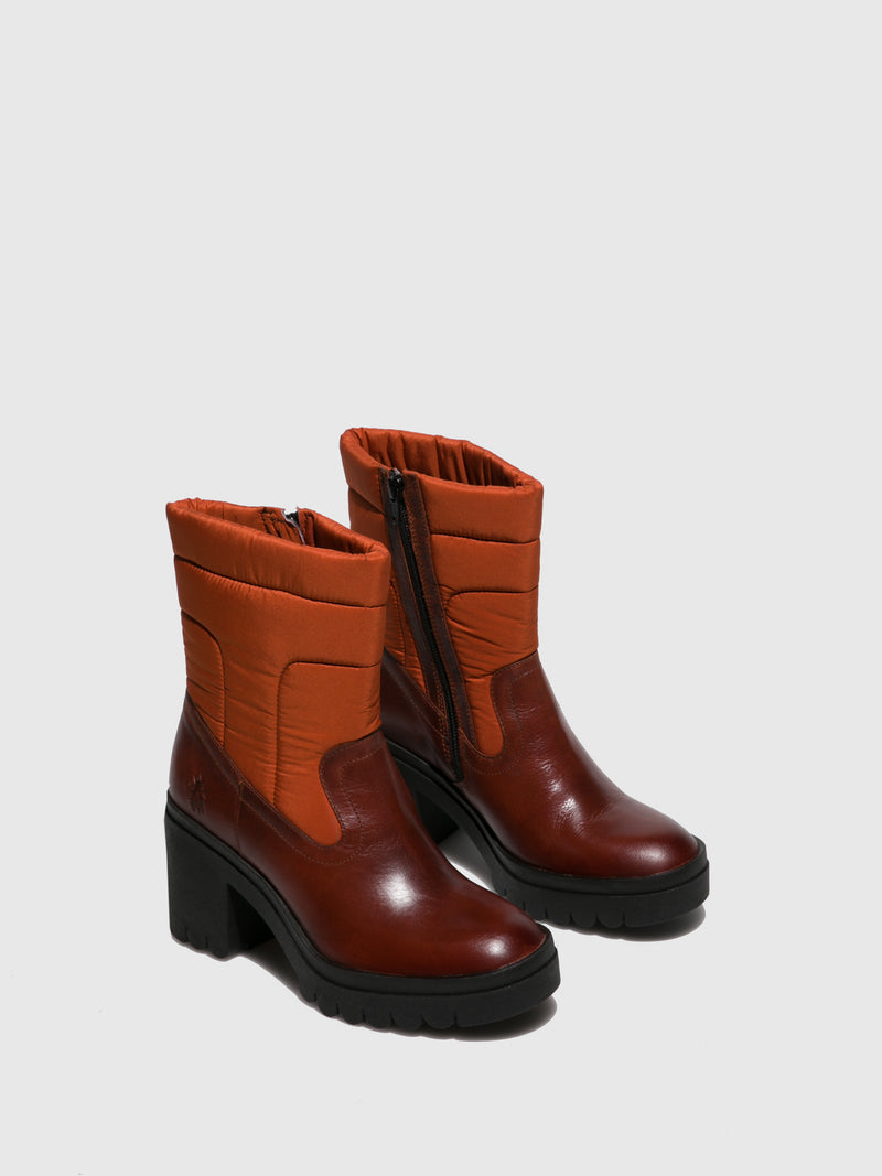 Fly London Zip Up Ankle Boots TYKE661FLY RUG/NYLON BRICK/ORANGE