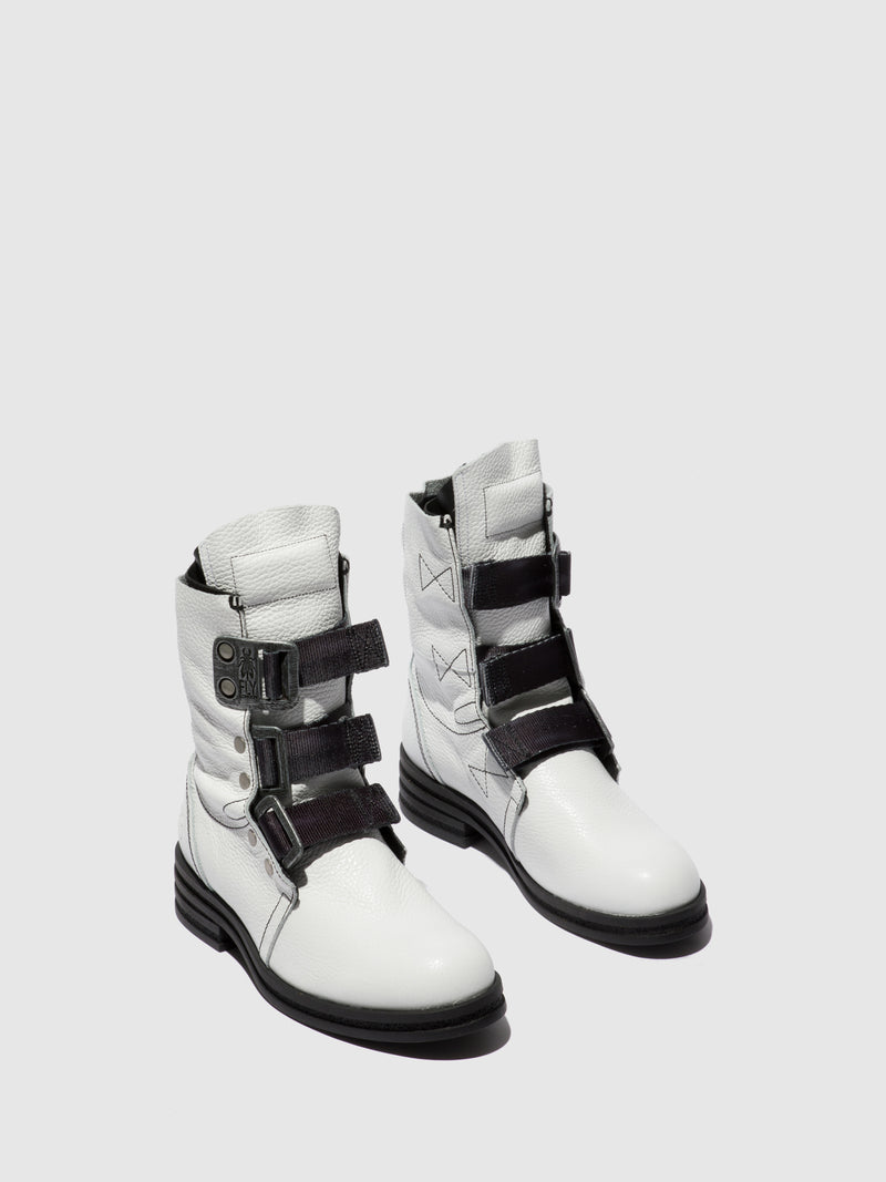 Fly London Buckle Ankle Boots KIFF682FLY RIO WHITE