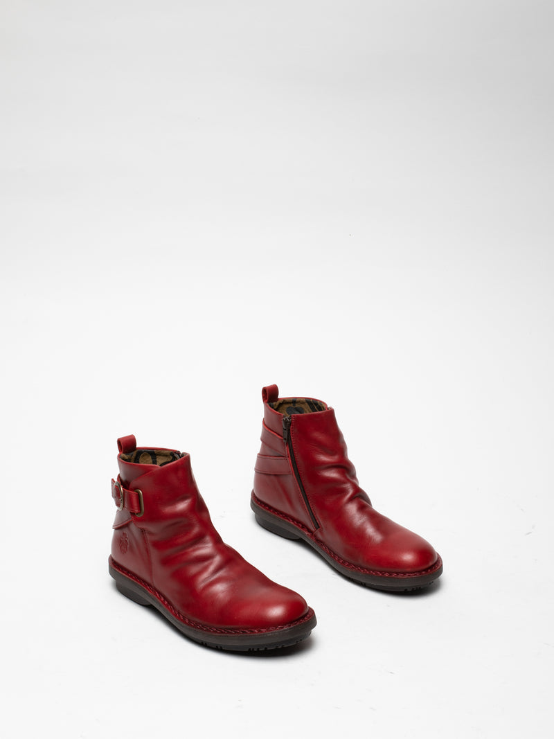 Fly London Buckle Ankle Boots FICO968FLY RUG RED