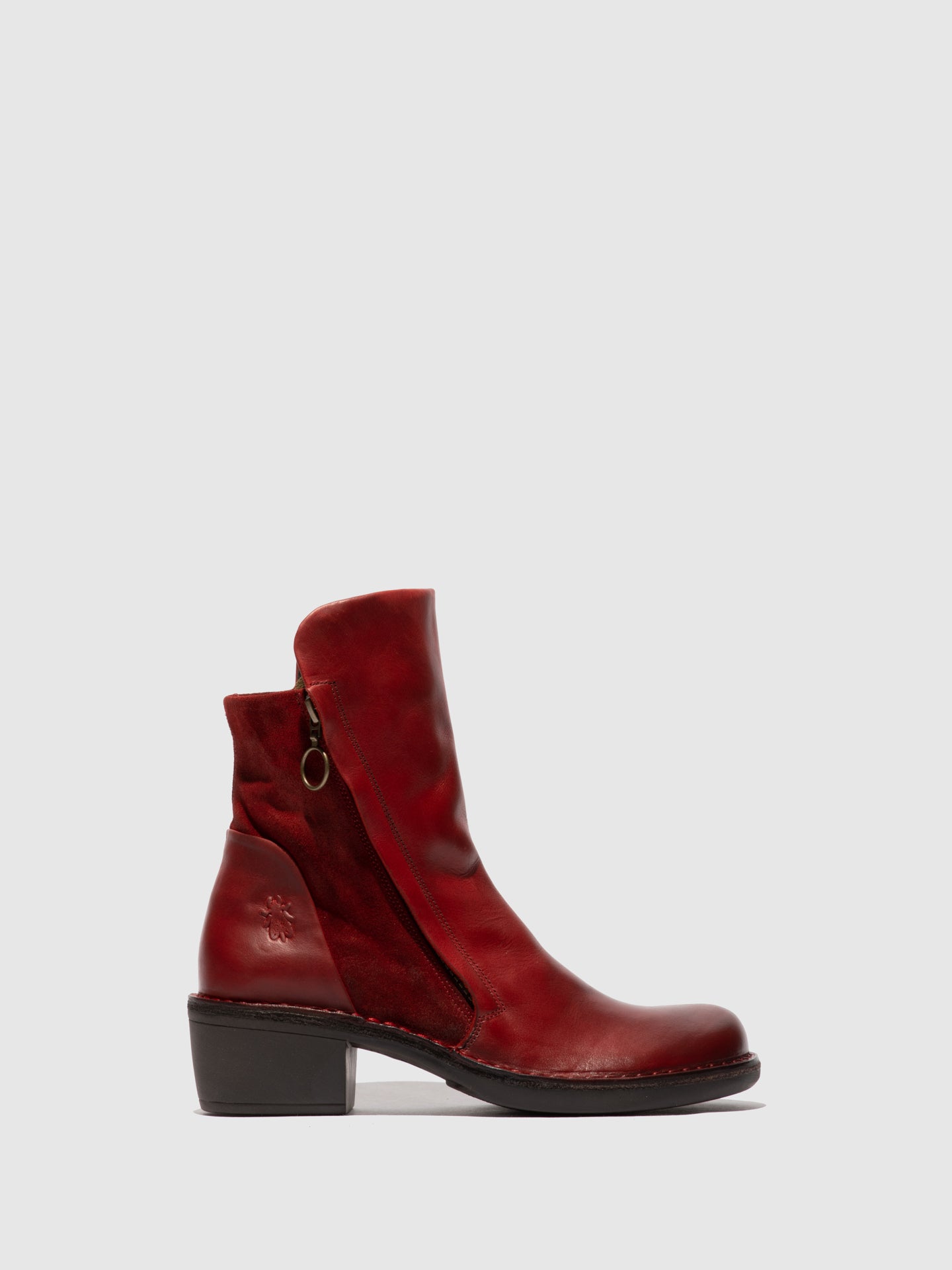 Fly London Zip Up Ankle Boots MELY074FLY RUG/OILSUEDE RED