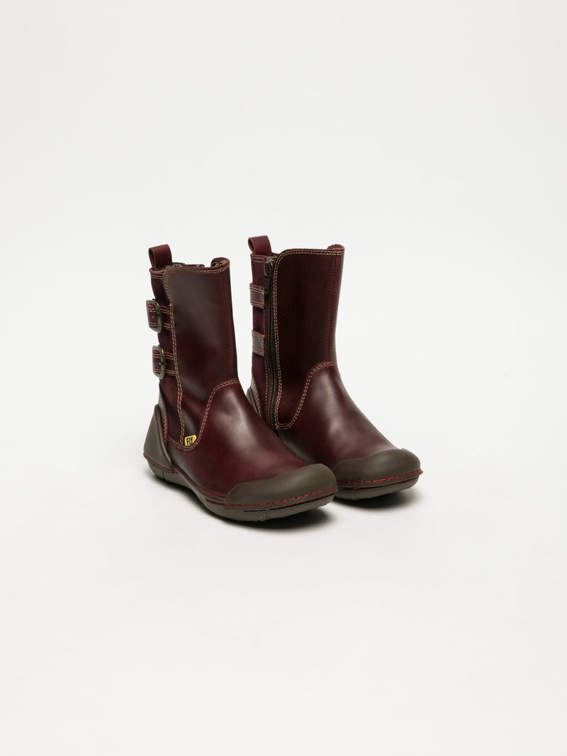 Fly London DarkRed Buckle Boots