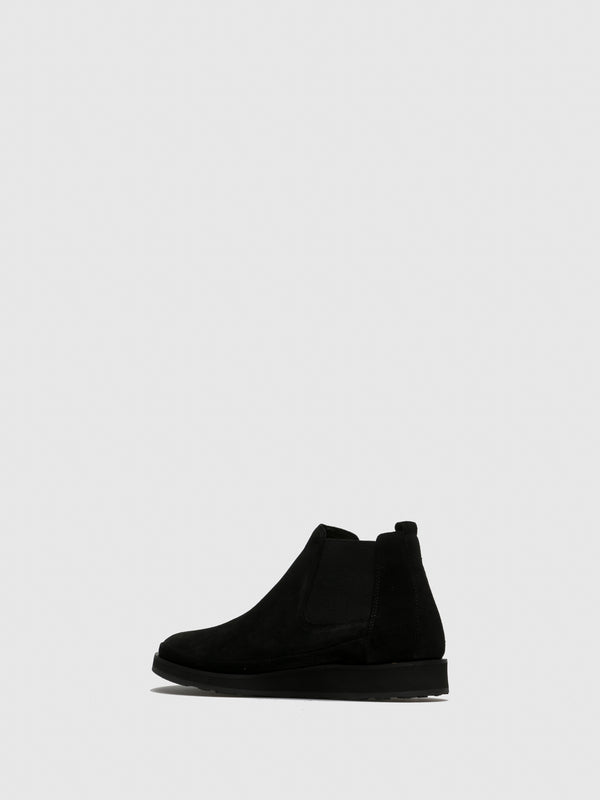 Fly London - Black Leather Chelsea Ankle Boots - Overcube