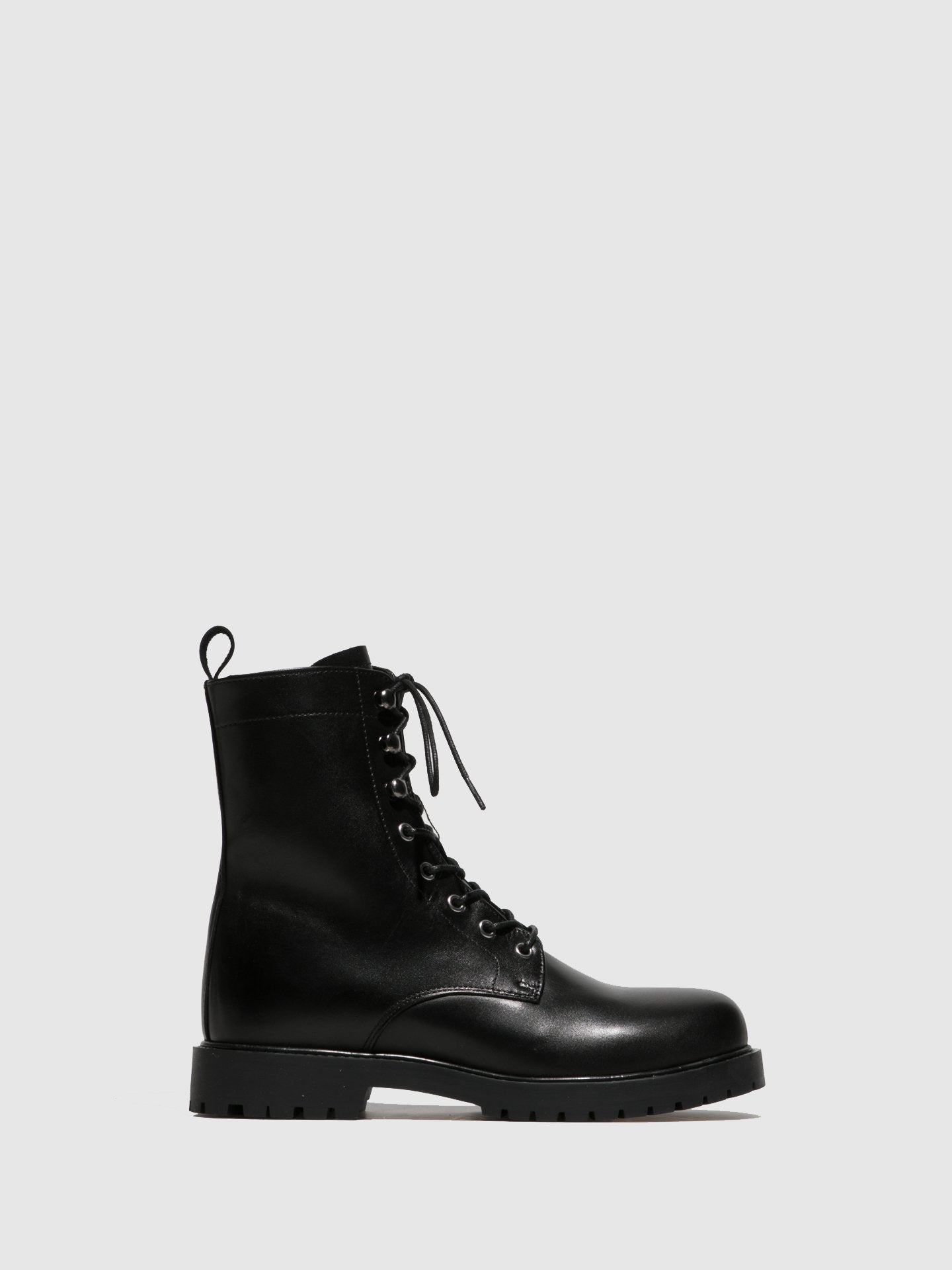 Fungi Black Lace-up Ankle Boots