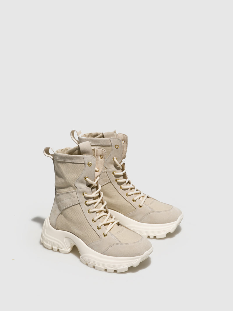 Fungi Beige Lace-up Boots