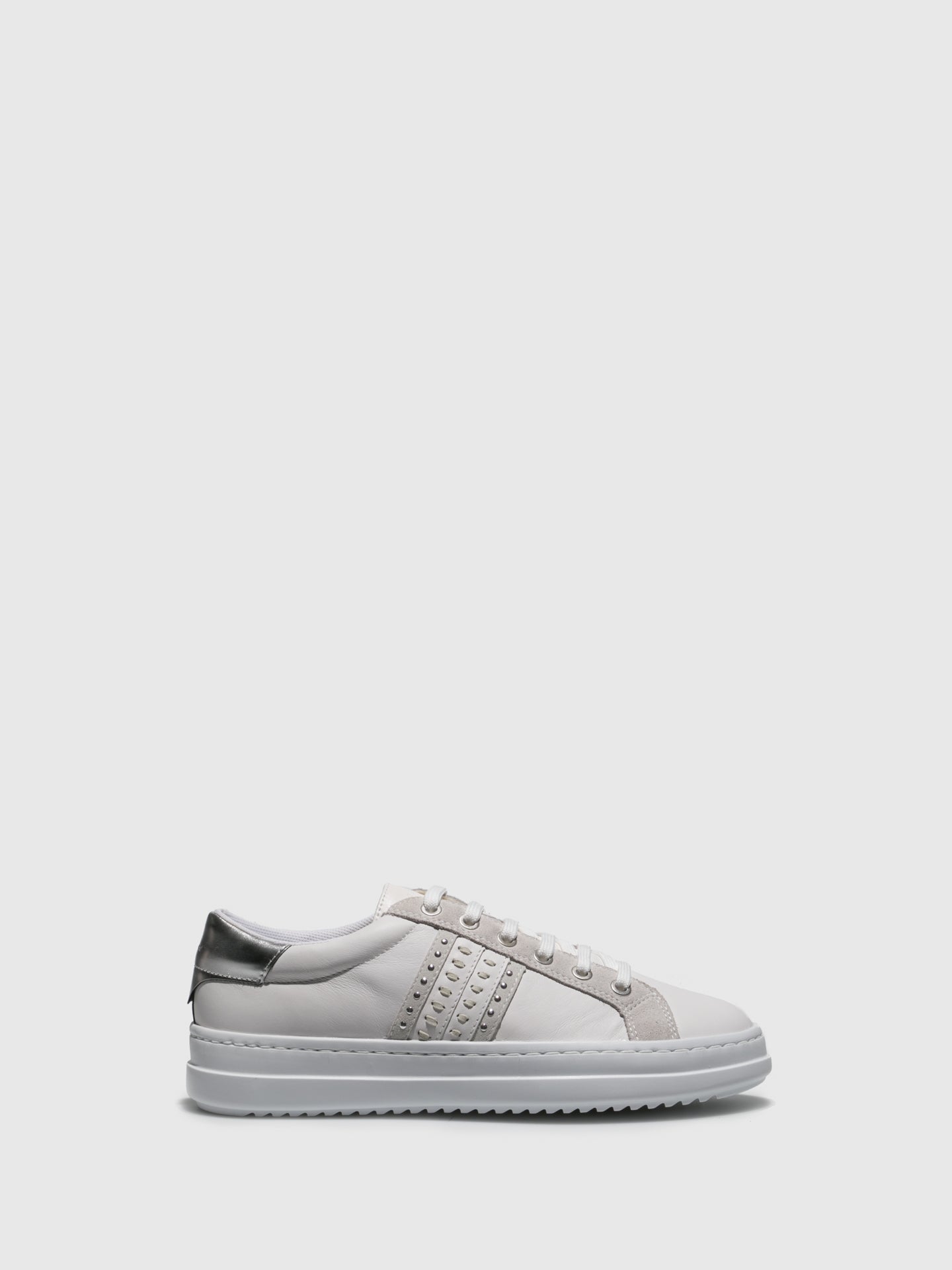 Geox Gray White Lace-up Trainers