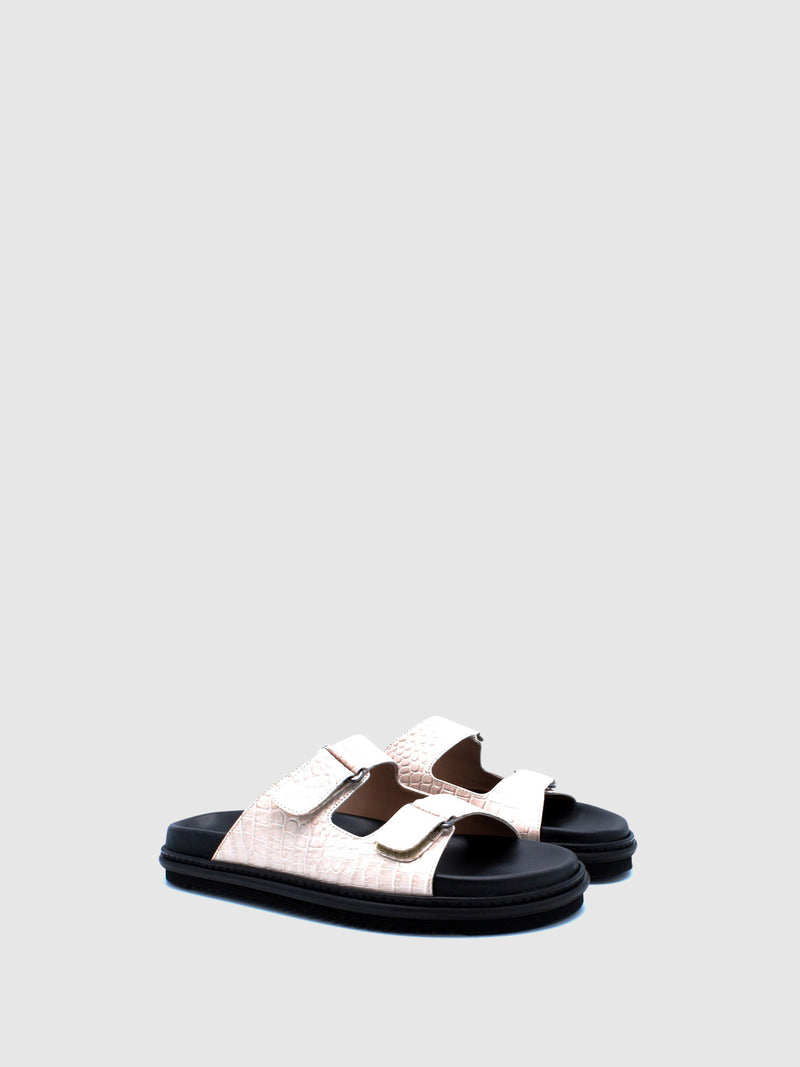 JJ Heitor Bow Sandals B04A3 Croco Off White