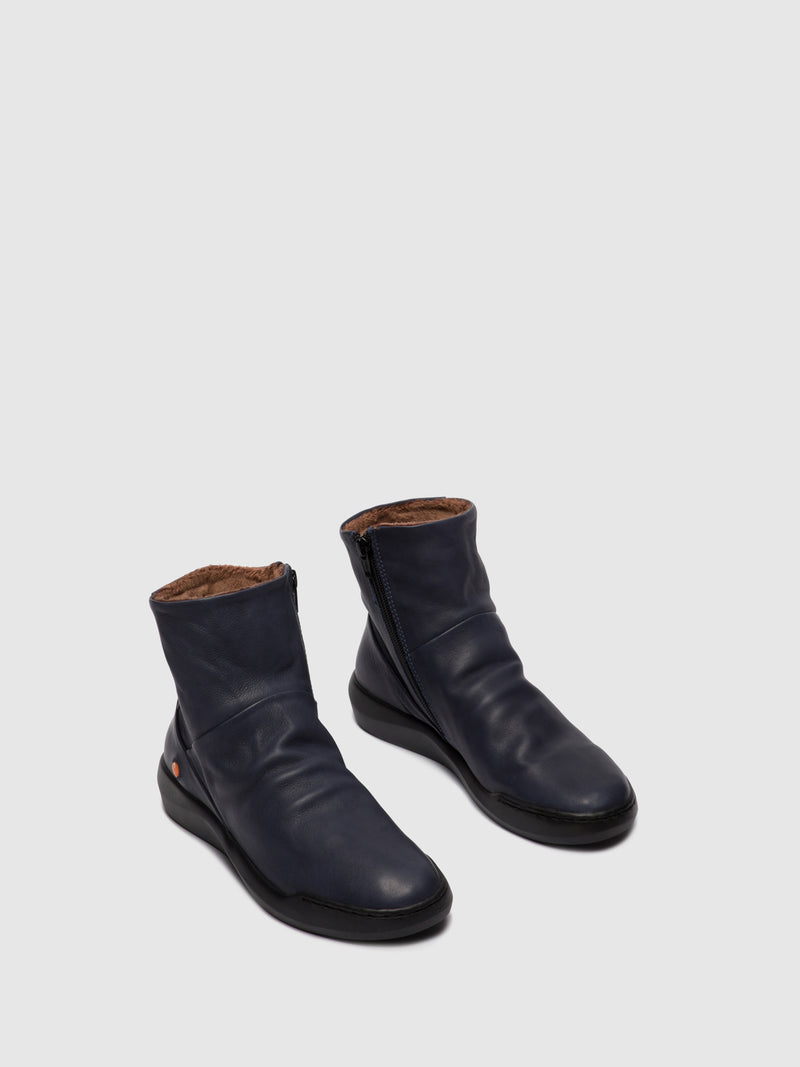 Softinos Zip Up Ankle Boots BLER550SOF NAVY