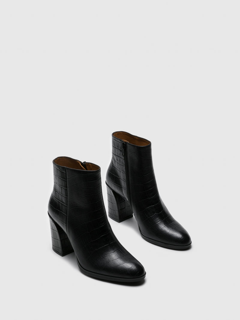 Sofia Costa Black Zip Up Ankle Boots