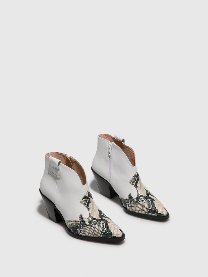 Sofia Costa White Cowboy Ankle Boots