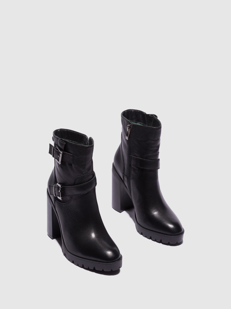 Top3 Black Buckle Ankle Boots